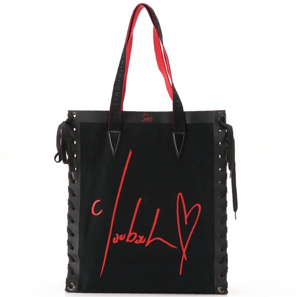Christian Louboutin Cabalace Printed Canvas Tote Bag with Lace-Up Detailing